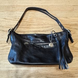 Y2K Coach East West Legacy Duffle Tassel Black Leather Shoulder Bag 1417